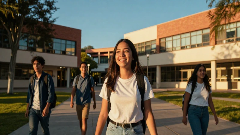 Estudiante mexicano exitoso en un campus moderno y dinámico