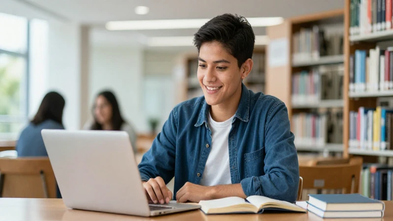 Estudiante mexicano estudia con luz brillante