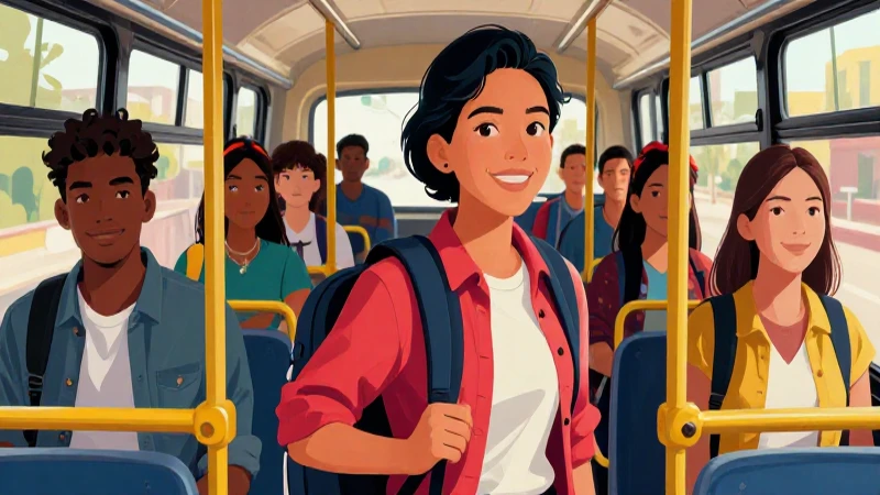 Ilustración vibrante de viaje estudiantil mexicano
