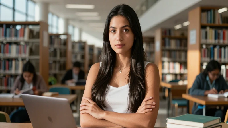 Mujer mexicana estudió con determinación en biblioteca moderna