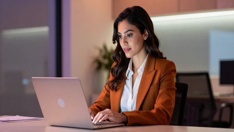 Joven ejecutiva mexicana en su oficina