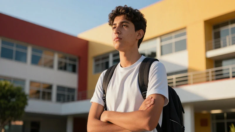 Estudiante mexicano determinado en campus