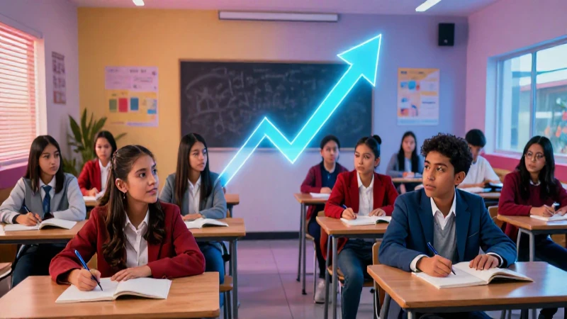 Alumnos mexicanos en aula moderna y vibrante