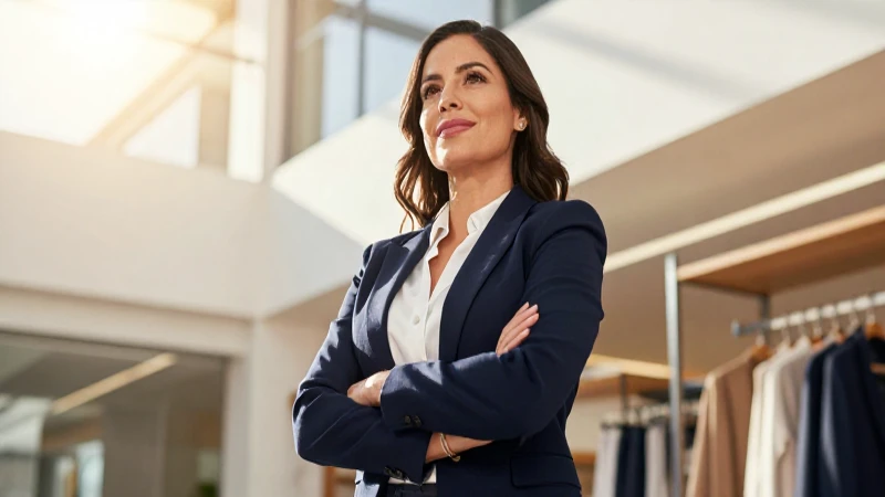 Mujer profesional mexicana, moderna, en retail corporativo