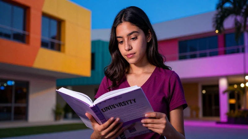 Estudiante mexicano ambicioso en campus moderno