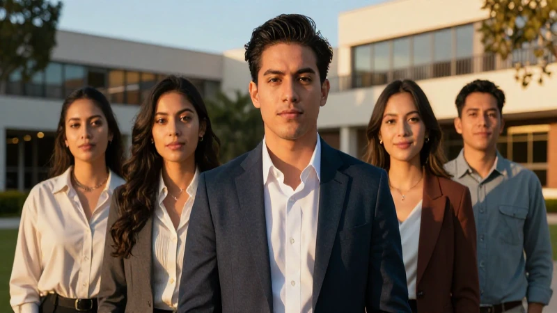 Retrato dinámico de joven mexicano en campus