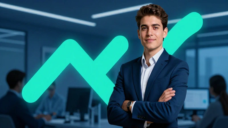 Joven profesional mexicano con estética de progreso digital