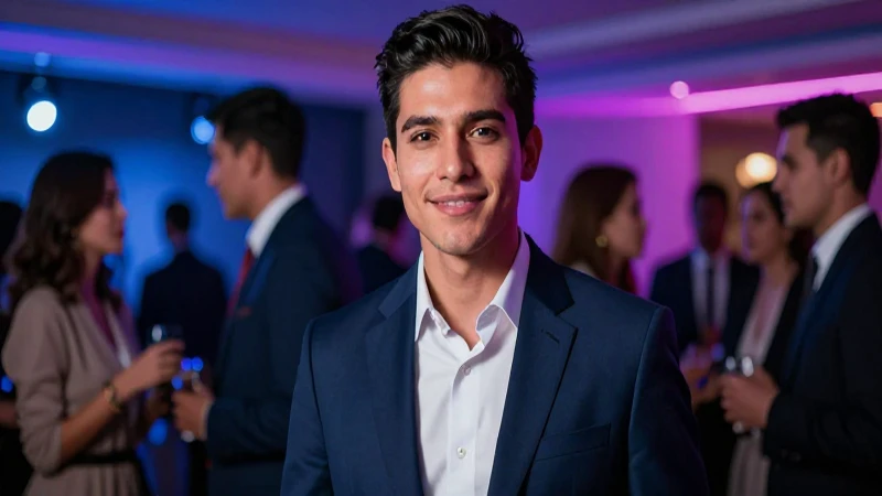 Profesional mexicano exitoso en evento corporativo