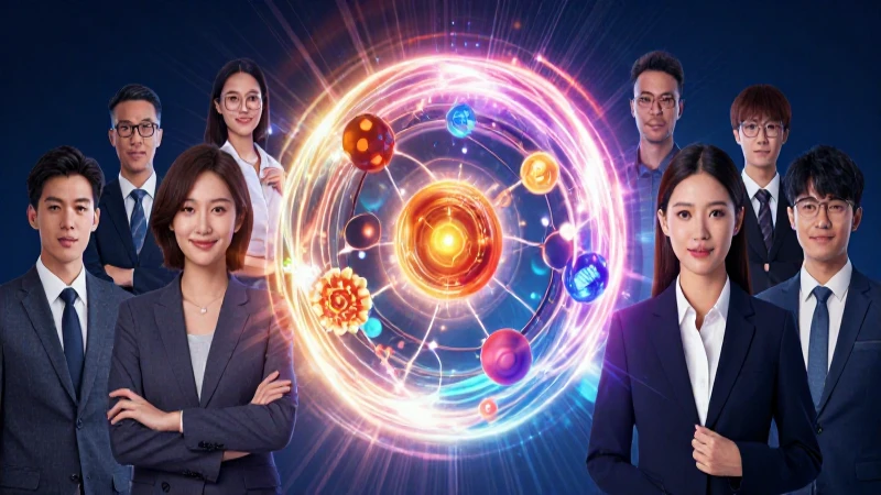 Profesional diverso con orbe de conocimiento vibrante