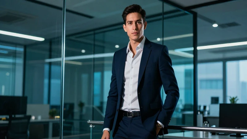 Profesional mexicano moderno en oficina de alto impacto