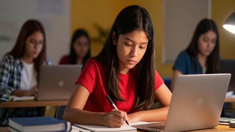 Estudiante mexicano enfocado estudia con determinación