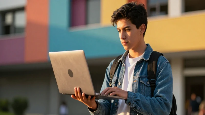 Estudiante mexicano moderno con atmósfera cinematográfica
