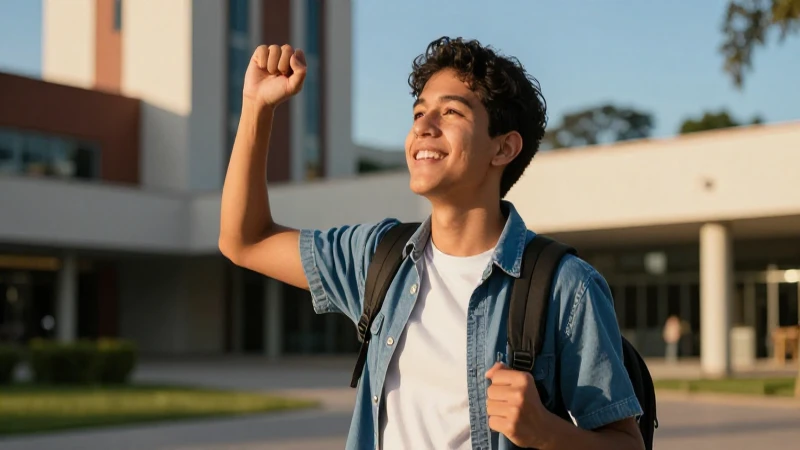 Joven mexicana victoriosa, luz dorada y alto contraste