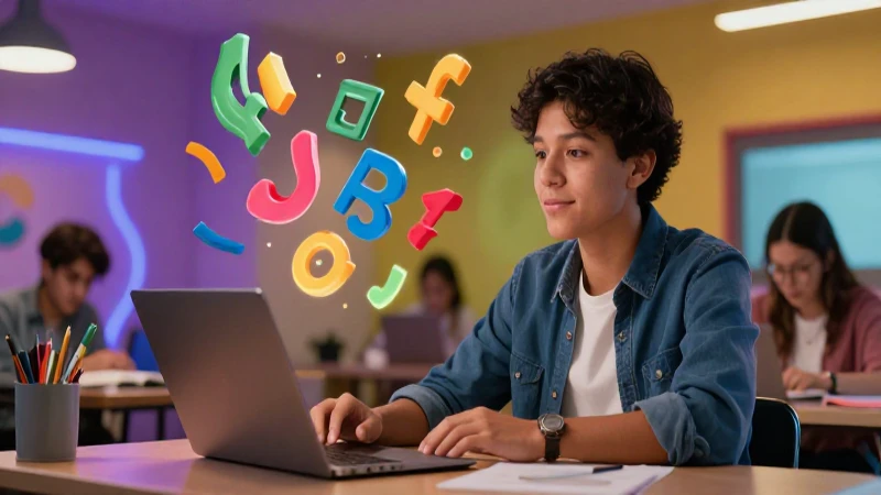 Joven mexicano enfocado con símbolos abstractos