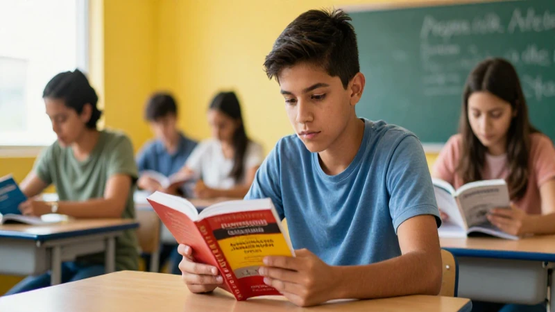 Estudiante mexicano aprende alemán con libros y luz moderna