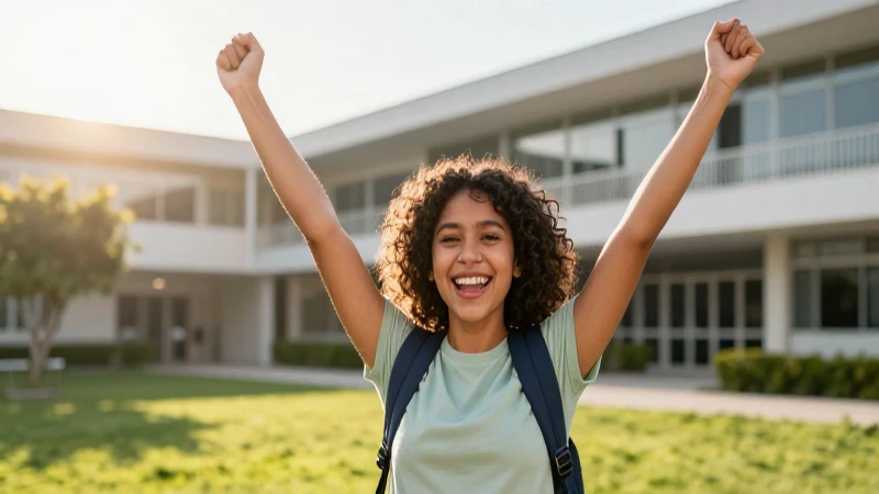 Joven mexicano exitoso y feliz en campus moderno