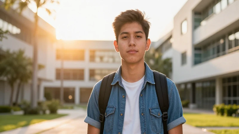 Joven estudiante mexicano en un retrato cinematográfico moderno