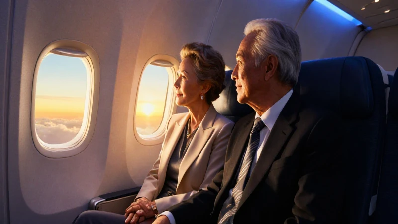Viaje sofisticado de pareja en vuelo