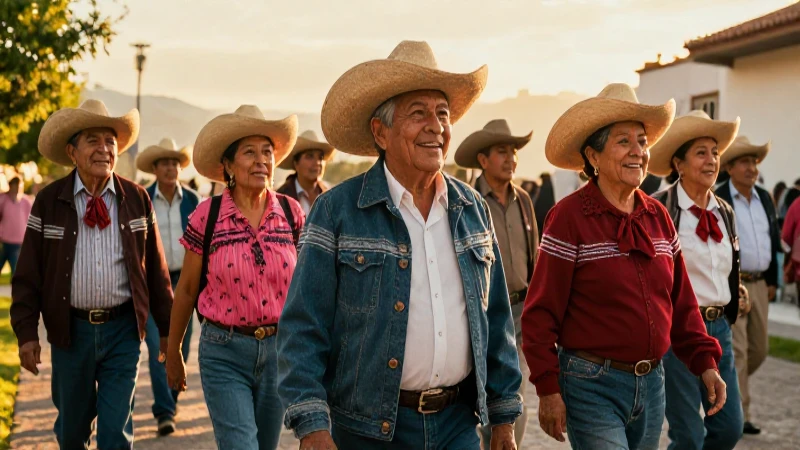Mayores mexicanos felices en escena dorada