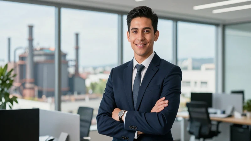 Profesional mexicano confiado en entorno corporativo moderno