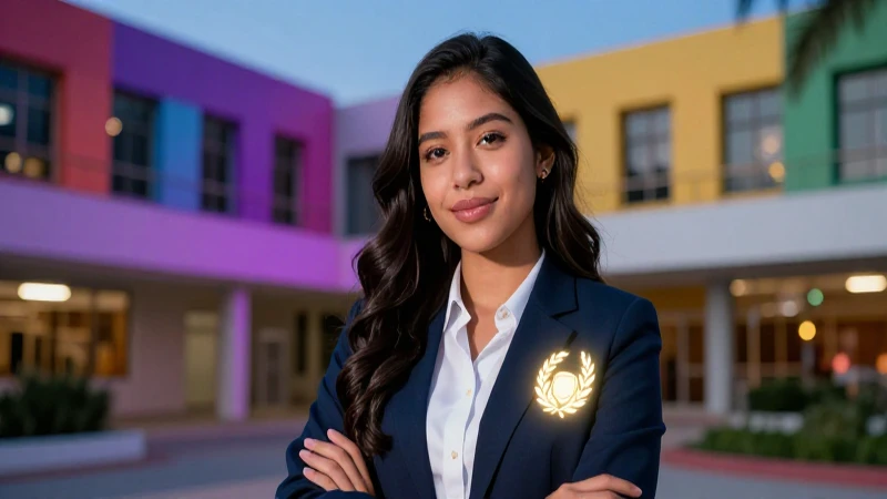 Retrato vibrante de estudiante mexicano victorioso
