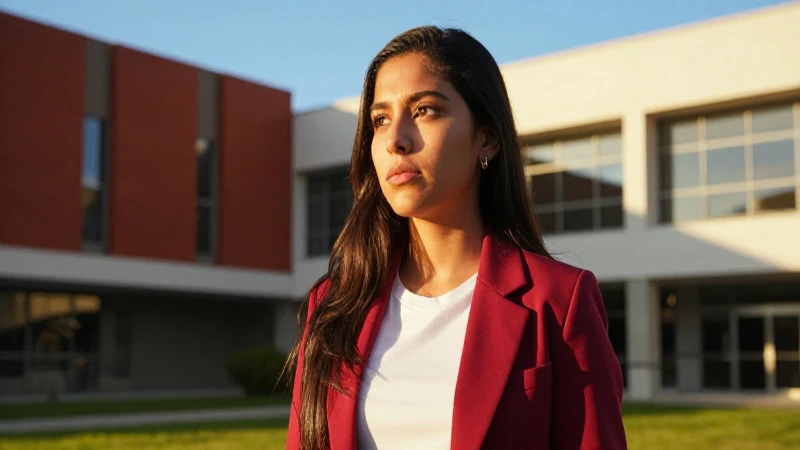 Estudiante mexicana moderna bajo luz dorada