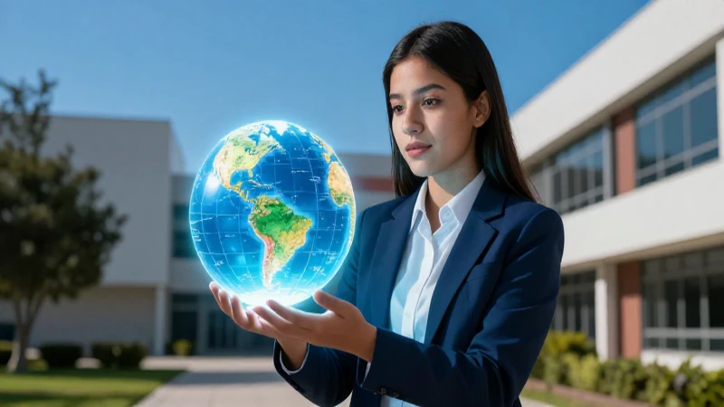 Estudiante mexicano sosteniendo el futuro global