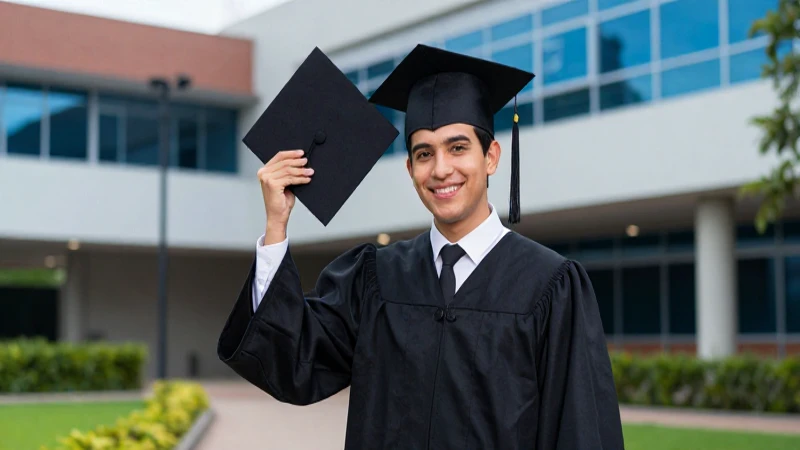 Joven mexicano sonriendo en su graduación