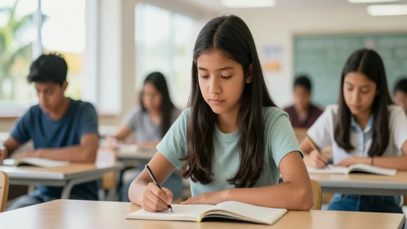 Joven mexicano estudiando en campus moderno