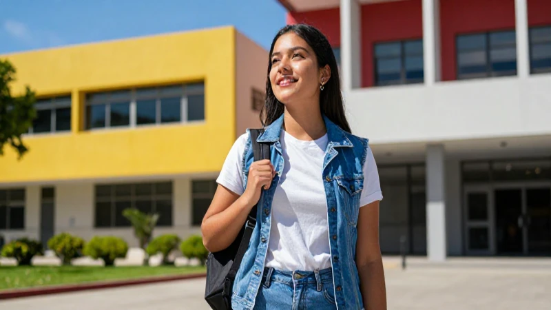 Estudiante brillante triunfa en moderno campus