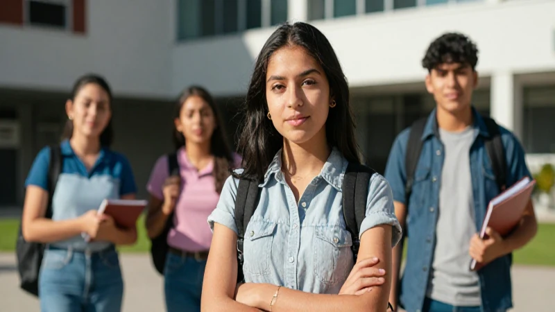 Joven estudiante mexicano en campus vibrante