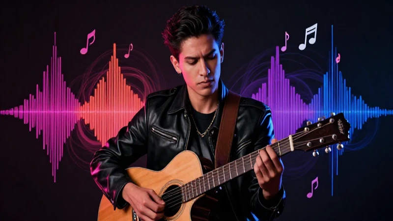 Retrato de artista mexicano con enfoque musical intenso