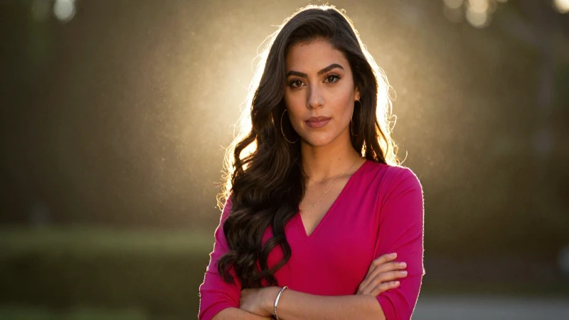Joven mexicana radiante al atardecer