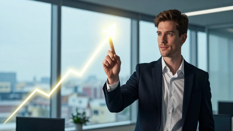 Profesional exitoso con gráfico ascendente dinámico