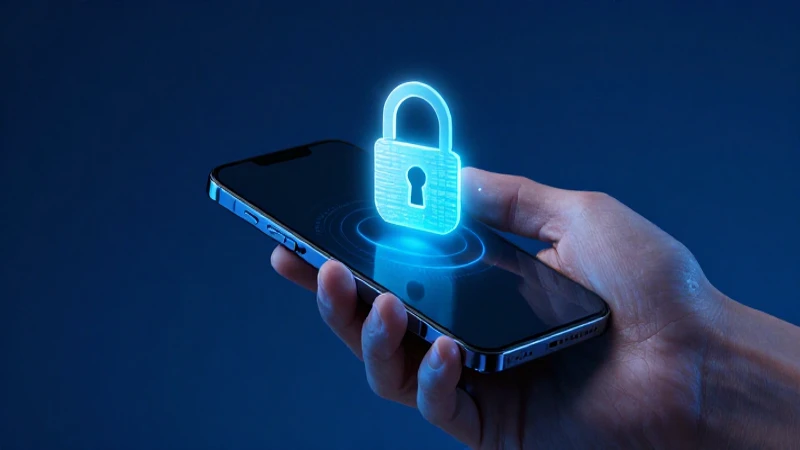Manos enfocadas sostienen smartphone con candado digital