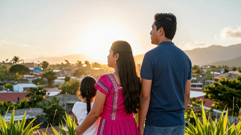 Familia mexicana mira el camino al progreso