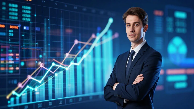 Profesional moderno, confianza y éxito financiero digital