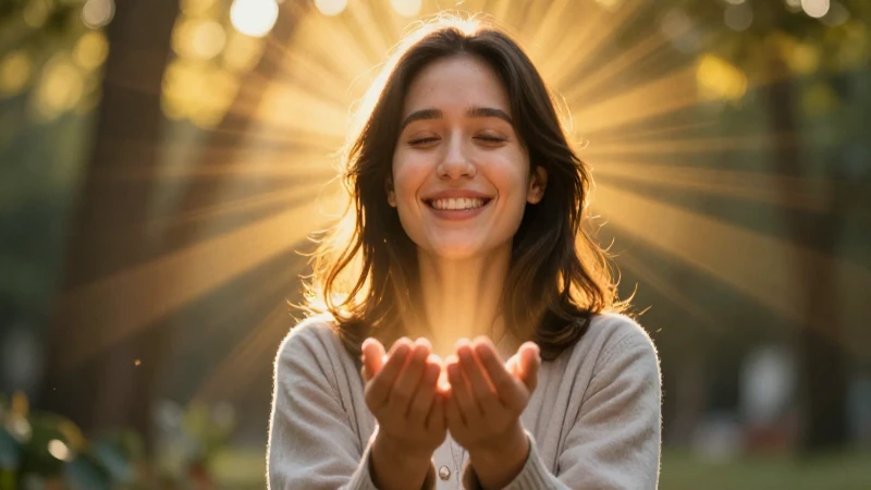Retrato de esperanza y oportunidad bañada en luz dorada