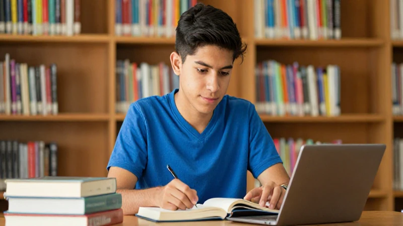 Estudiante mexicano estudia con éxito y foco
