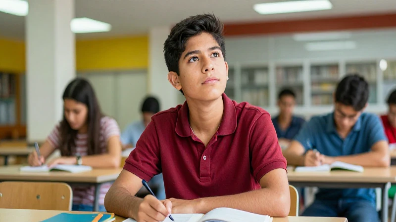 Estudiante mexicano estudia en campus moderno