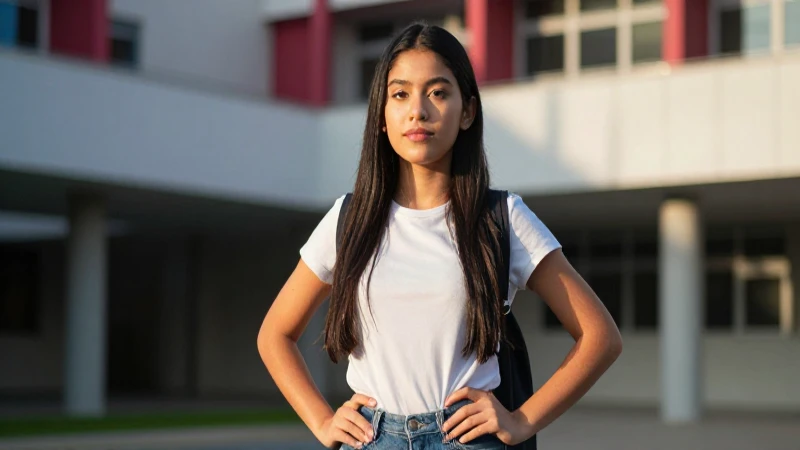 Joven mexicana atractiva en el campus