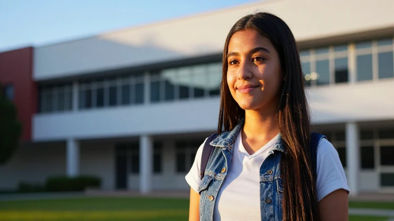 Estudiante mexicana orgullosa bajo luz dorada