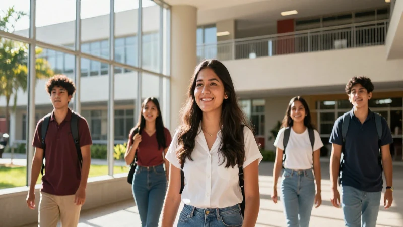 Estudiantes mexicanos exitosos en campus moderno