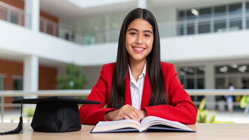 Estudiante mexicano alegre en campus escolar