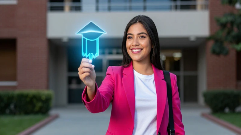 Estudiante mexicano sonriente, logro universitario vibrante
