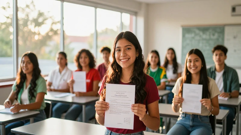 Jóvenes mexicanos celebrando logros académicos