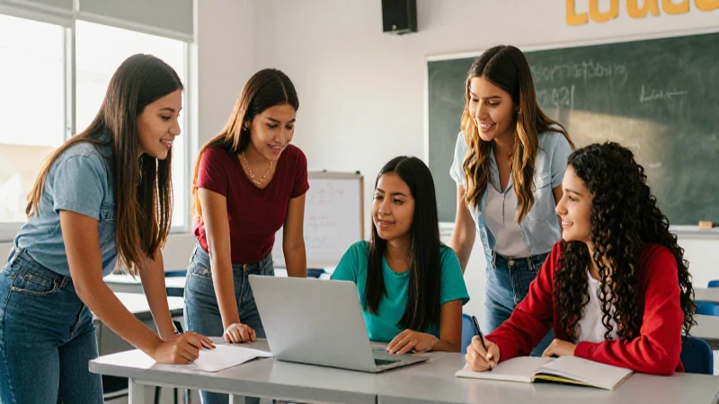 Jóvenes mexicanos estudian en un aula moderna