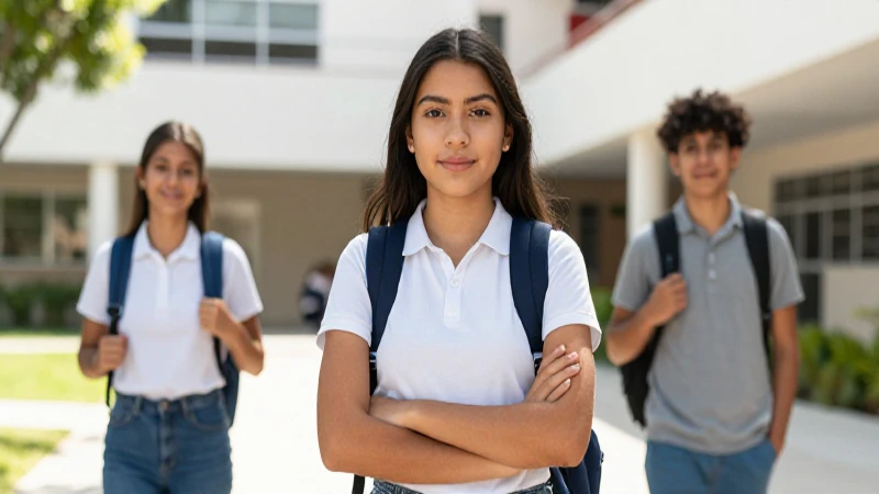 Joven mexicano sonríe en campus vibrante