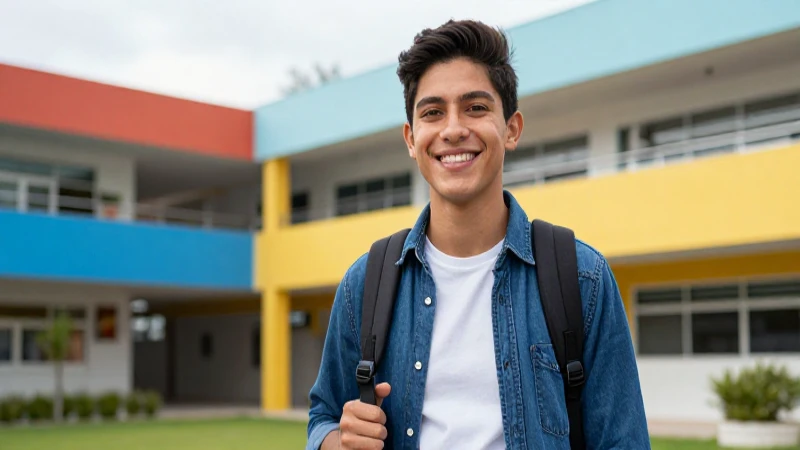Estudiante mexicano exitoso en entorno moderno