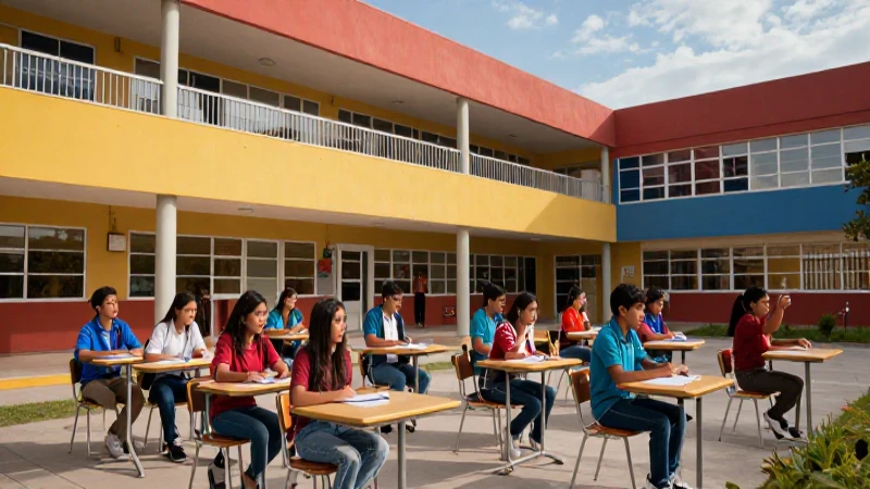 Alumnos mexicanos brillantes en escuela vibrante